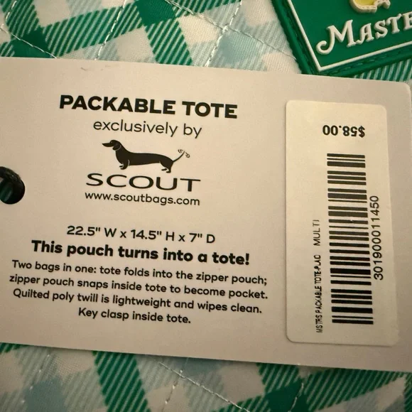 Masters Green and White Checkered Tote - Picture 2 of 4